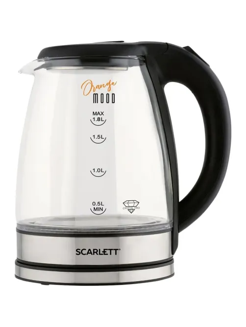 Чайник SCARLETT SC-EK27G36,электрический, стекло, 1800Вт, 1.8л, черный