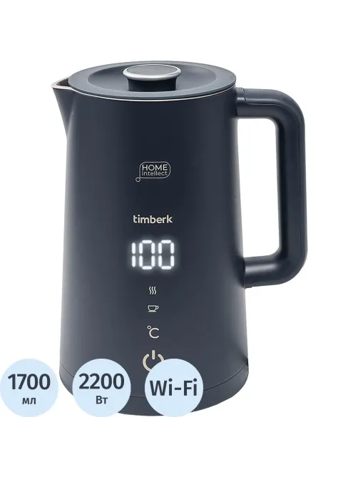 Чайник электрический Timberk T-EK21S104WF, 2200Вт, 1.7л, Wi-Fi, черный