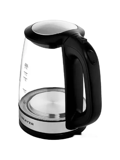 Чайник электрический BRAYER BR1040BK, 2220Вт,  2 л, стекл., черный