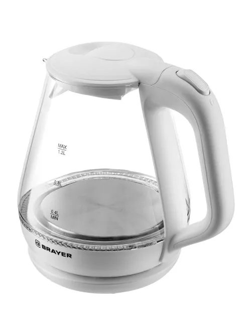 Чайник электрический BRAYER BR1063WH, 1630 Вт, 1,2 л, стекл.корп, термометр