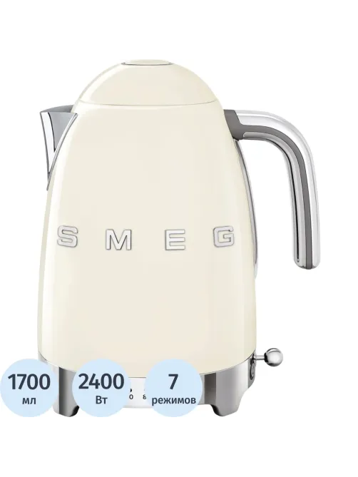 Чайник SMEG KLF04CREU,1,7л,электрический с регул темп, кремовый