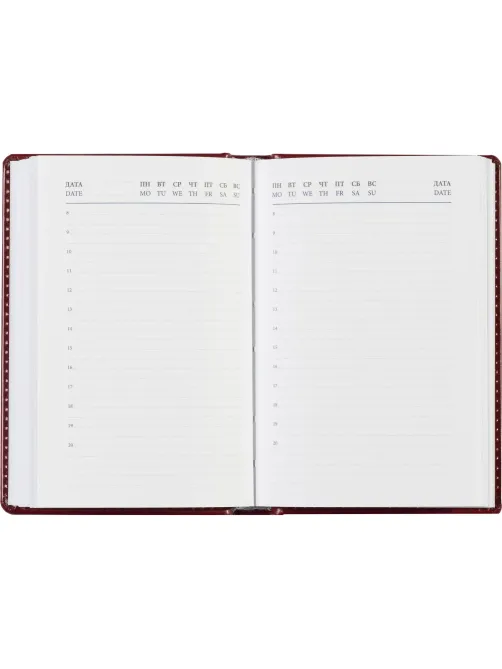 Ежедневник недатированный бордо, А6,100x150, 320стр, Agenda
