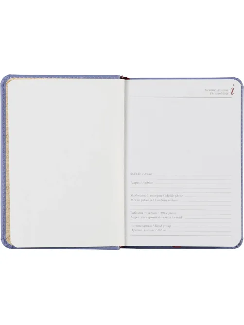 Ежедневник недатированный A6+, 136л, VELVET сиреневый 3-495/11