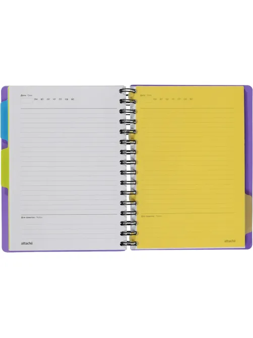 Ежедневник недатированный Bright Colours на спирали, А5, 272 стр, СИРЕНЕВЫЙ