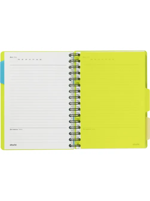 Ежедневник недатированный Bright Colours на спирали,  А5, 272 стр., ЛАЙМ
