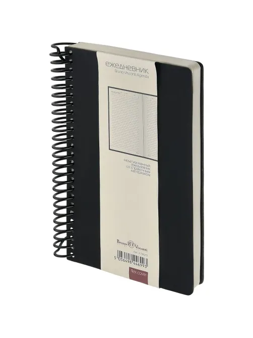 Ежедневник недатированный А5 AGENDA на спирали, черный, 128л 3-746/01