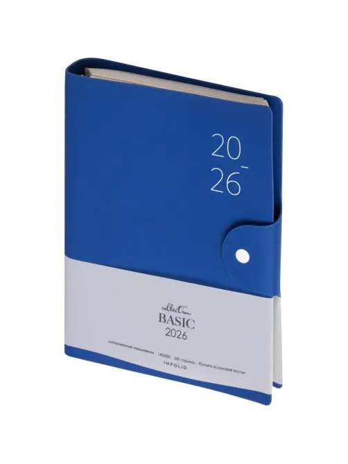 Ежедневник датированный 2026 IF 14х20см 160л, на спир, Basic I1751emb/blue