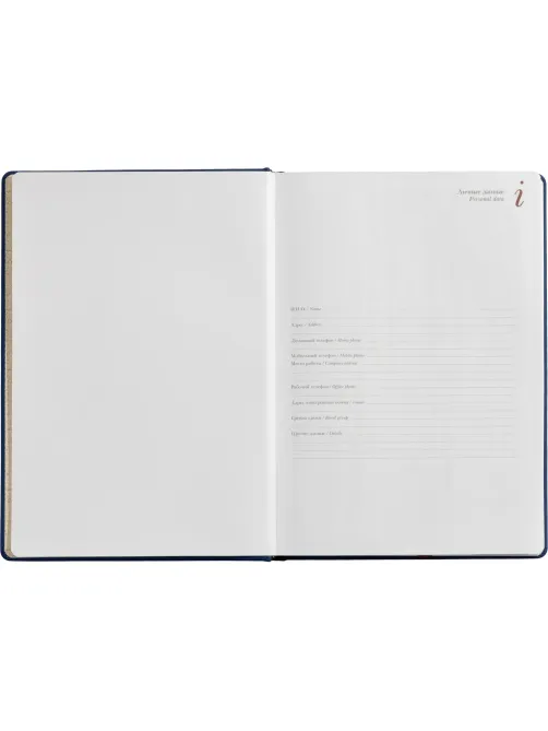 Ежедневник недатированный А4 210 х 300 мм Velvet синий 272 стр. 3-116/01