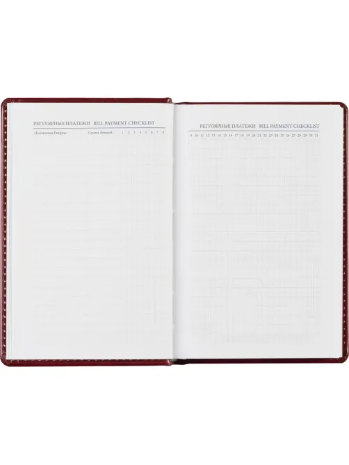 Ежедневник недатированный бордо, А6,100x150, 320стр, Agenda
