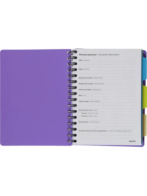 Ежедневник недатированный Bright Colours на спирали, А5, 272 стр, СИРЕНЕВЫЙ