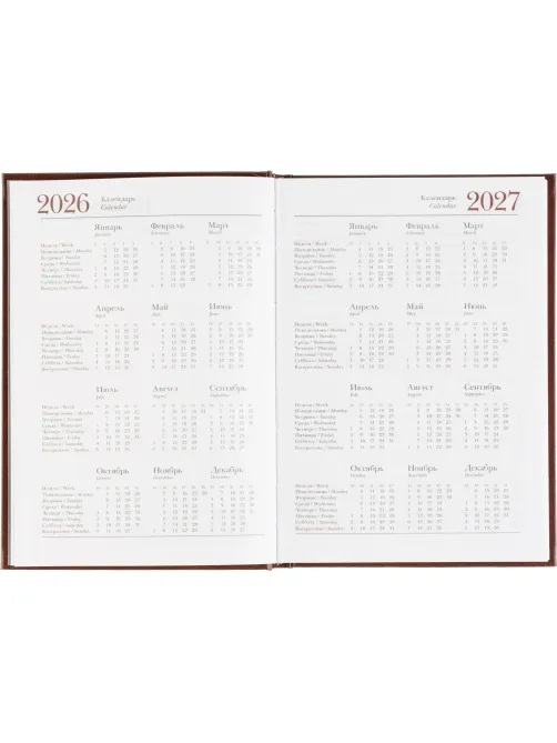 Ежедневник датированный 2026 А5+ IDEAL NEW коричневый 3-344/02
