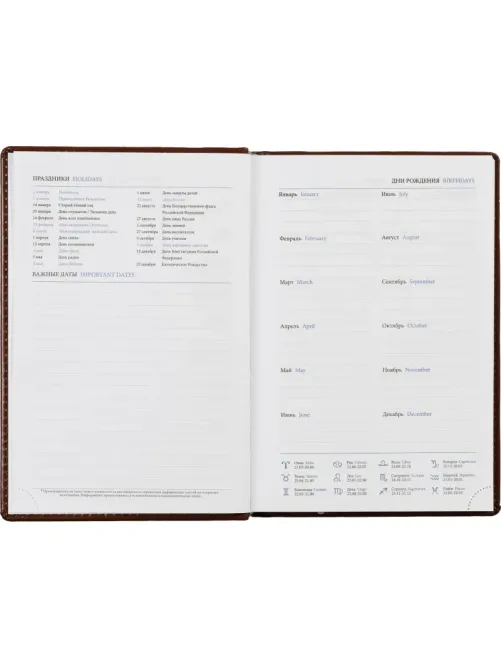 Ежедневник недатированный коричн, А5, 148x218, 352стр, Agenda
