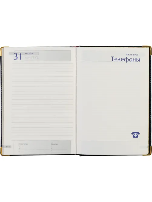 Ежедневник полудатированный кожа,синий,А5,145х216,208л, IMPERIUM 3-023/121