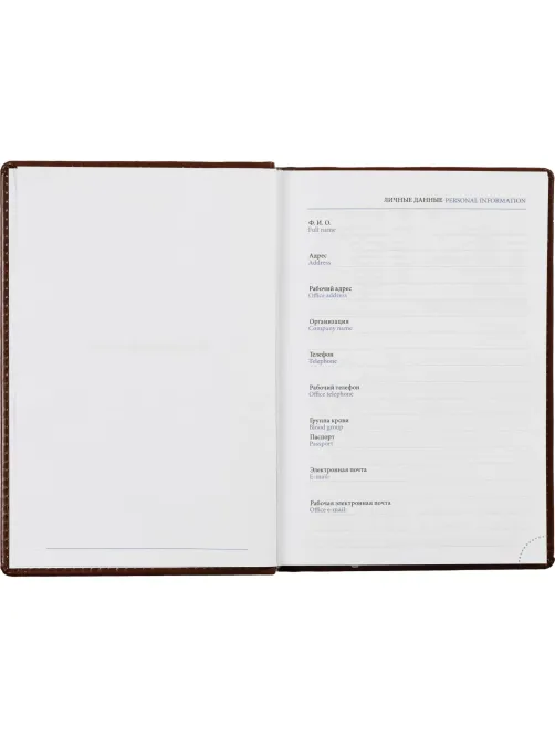 Ежедневник недатированный коричн, А5, 148x218, 352стр, Agenda