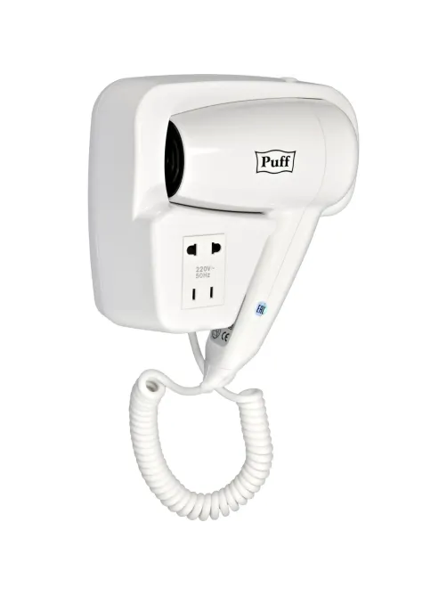 Фен Puff-1200B, белый, 1,2 кВт, с доп. розеткой