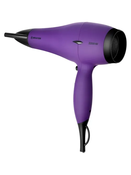Фен BRAYER BR3007, 2200 Вт, 2 cкор, 3 темп., узкий конц., холод