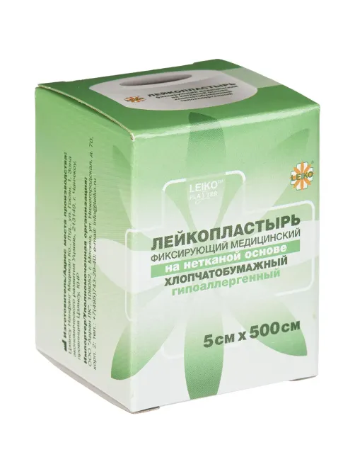 Лейкопластырь 5х500см нетканый в картоне LEIKO, 6 шт/уп