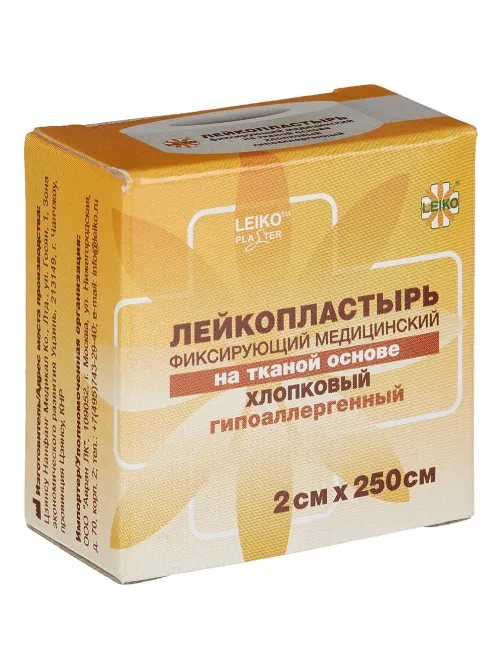 Лейкопластырь 2х250см тканевый в картоне LEIKO, 24 шт/уп