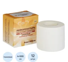 Лейкопластырь 4х500см тканевый в картоне LEIKO, 12 шт/уп