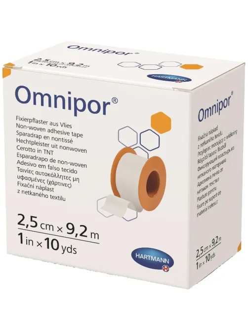 Пластырь фиксирующий 9,2м x 2,5см, неткан, OMNIPOR