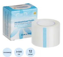 Лейкопластырь 3х500см полимерный в картон LEIKO, 12 шт/уп