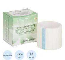 Лейкопластырь 3х500см нетканый в картон LEIKO, 12 шт/уп