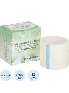 Лейкопластырь 3х500см нетканый в картон LEIKO, 12 шт/уп