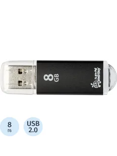 Флеш-память Smartbuy V-Cut, 8Gb, USB 2.0, чер, SB8GBVC-K
