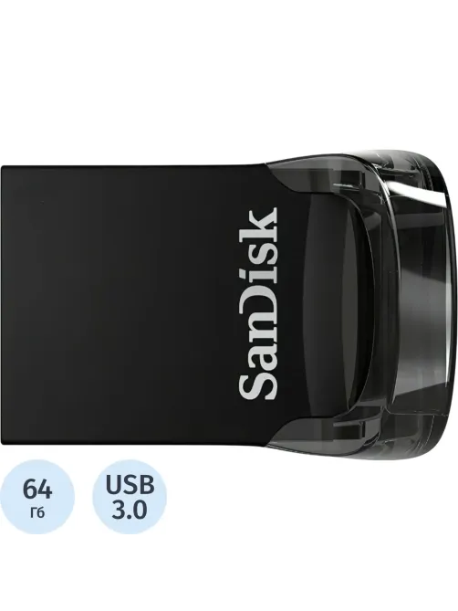 Флеш-память SanDisk Ultra Fit, 64Gb, USB 3.1 G1, чер, SDCZ430-064G-G46