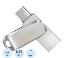 Флеш-память SanDisk Ultra Dual Drive Luxe64GB/USB-C/серебр(SDDDC4-064G-G46)