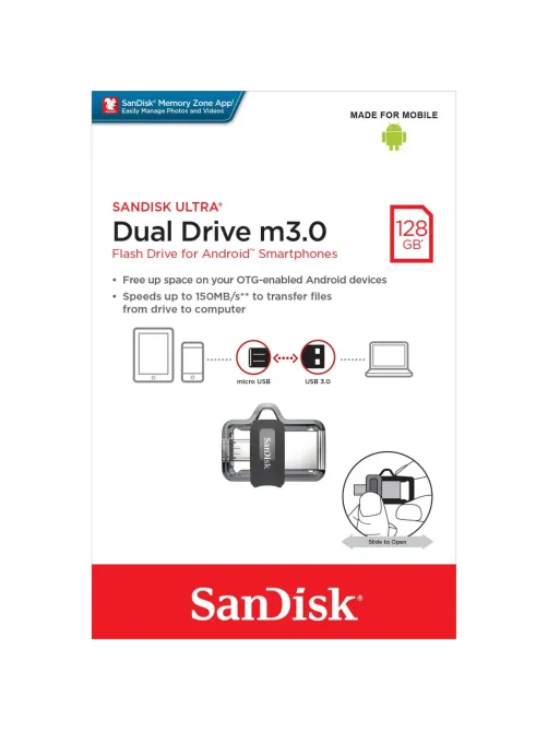 Флеш-память SanDisk Ultra Dual Drive, 64Gb, USB 3.0, micUSB, SDDD3-064G-G46