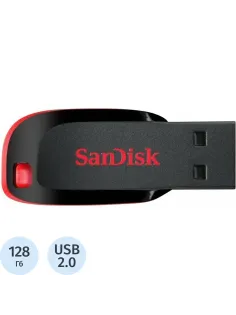 Флеш-память SanDisk Cruzer Blade, 128Gb, USB 2.0, ч/крас, SDCZ50-128G-B35