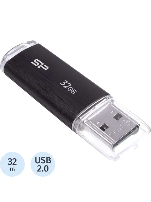 Флеш-память Silicon Power Ultima U02, 32Gb, USB 2.0, чер, SP032GBUF2U02V1K