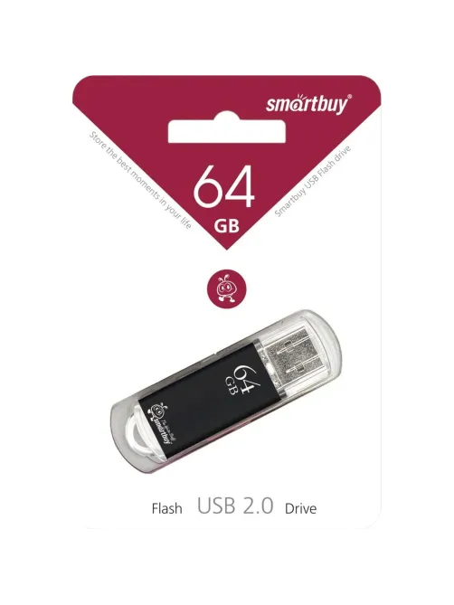 Флеш-память Smartbuy V-Cut, 64Gb, USB 2.0, чер, SB64GBVC-K