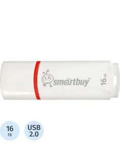 Флеш-память Smartbuy Crown, 16Gb, USB 2.0, бел, SB16GBCRW-W