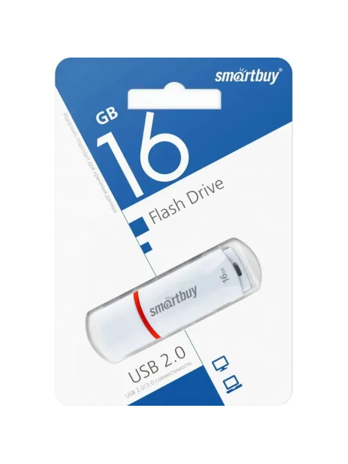 Флеш-память Smartbuy Crown, 16Gb, USB 2.0, бел, SB16GBCRW-W