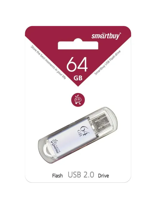 Флеш-память Smartbuy V-Cut, 64Gb, USB 2.0, сереб, SB64GBVC-S