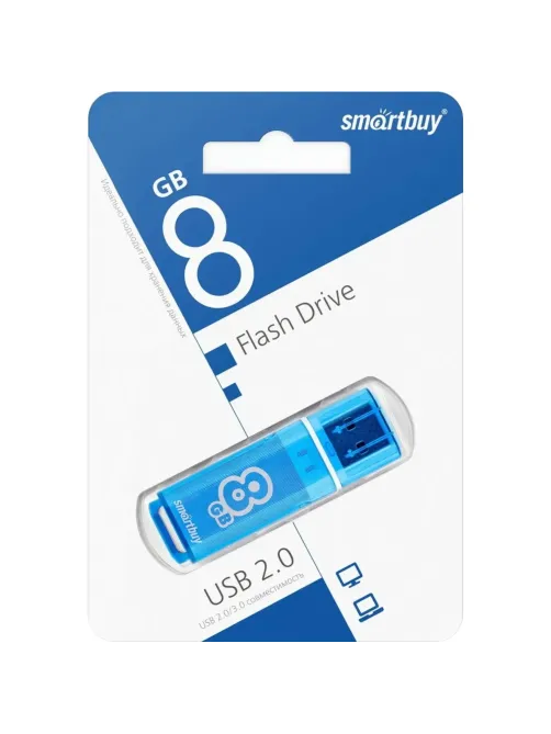 Флеш-память Smartbuy Glossy, 8Gb, USB 2.0, гол, SB8GBGS-B
