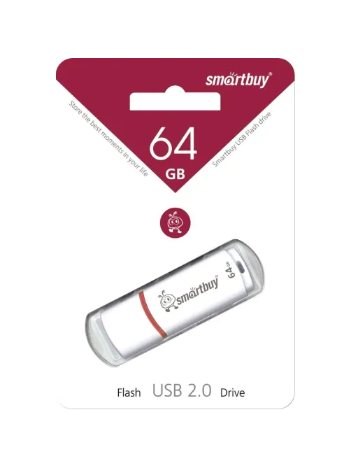Флеш-память Smartbuy Crown, 64Gb, USB 2.0, бел, SB64GBCRW-W