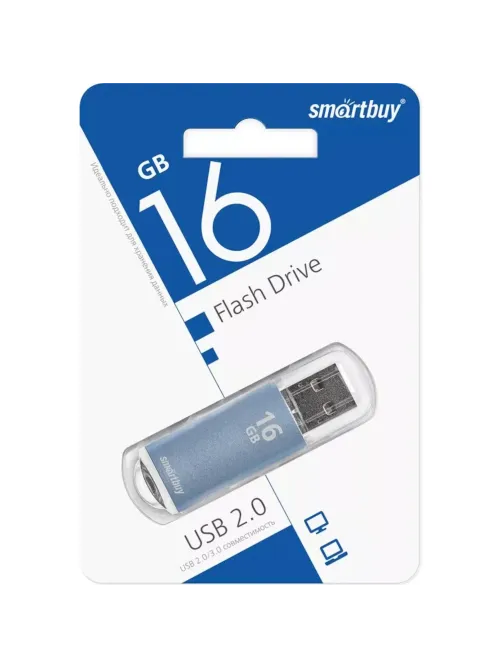 Флеш-память Smartbuy V-Cut, 16Gb, USB 2.0, син, SB16GBVC-B