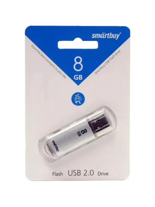 Флеш-память Smartbuy V-Cut, 8Gb, USB 2.0, сереб, SB8GBVC-S