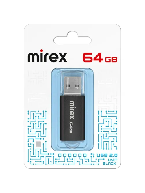 Флеш-память Mirex USB UNIT BLACK 64Gb (13600-FMUUND64 )