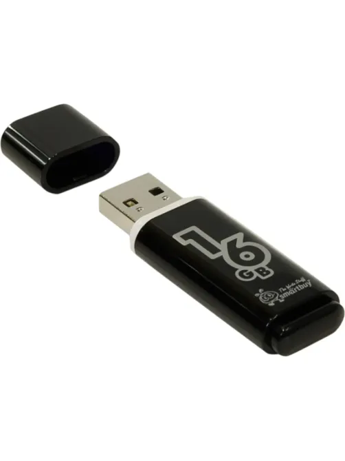 Флеш-память Smartbuy Glossy, 16Gb, USB 2.0, чер, SB16GBGS-K