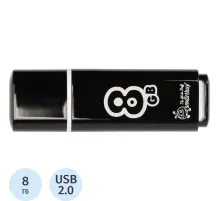 Флеш-память Smartbuy Glossy, 8Gb, USB 2.0, чер, SB8GBGS-K
