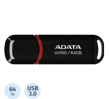 Флеш-память ADATA UV150, 64GB, AUV150-64G-RBK