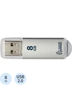 Флеш-память Smartbuy V-Cut, 8Gb, USB 2.0, сереб, SB8GBVC-S