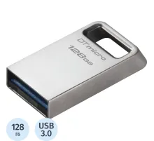 Флеш-память Kingston 128Gb DataTraveler Micro(DTMC3G2/128GB)USB3.0 сереб
