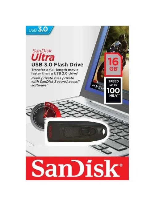 Флеш-память SanDisk Ultra, 16Gb, USB 3.0, чер, SDCZ48-016G-U46