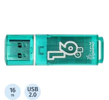 Флеш-память Smartbuy Glossy, 16Gb, USB 2.0, зел, SB16GBGS-G