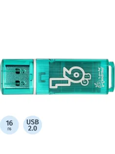Флеш-память Smartbuy Glossy, 16Gb, USB 2.0, зел, SB16GBGS-G